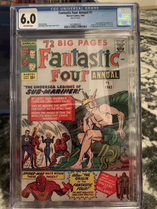 Cgc 6.  0 Fantastic Four Annual 1 Marvel Stan Lee/kirby Origin Of Sub - Mariner