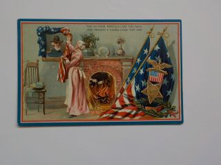 Civil War Postcard Tribute Soldiers American Flags Patriotic Post Card Paper