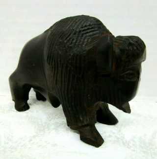 Hand Carved Wooden Buffalo Bison Sculpture American Frontier Prairie