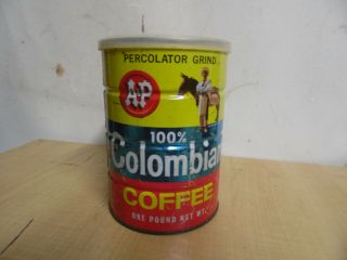 Vintage Columbian A&p Coffee Can Nos Estate Find