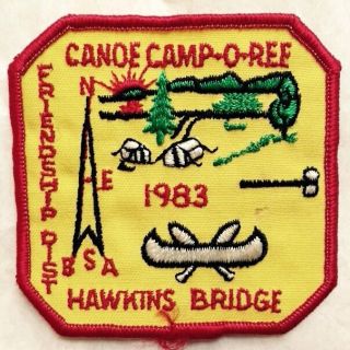 1983 Jersey Friendship District Hawkins Bridge Boy Scout Camp Patch,  Bsa
