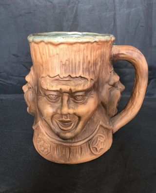1975 Grumpy’s Pottery Mug Stein With Faces And Troll On Inside