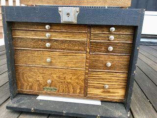 VINTAGE H GERSTNER & SONS DENTAL CHEST BOX CABINET,  Oak,  Model 18, 3
