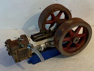 Vintage Tiny Power 1 Steam Engine Model Red/white/blue Iron Brass Large 20 Lbs