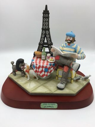 Emmet Kelly Jr.  Clown Figurine “april In Paris, .  Emmett’s Elite 2002