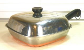 Pre - 1968 Copper Clad Bottom Revere Ware Pot Square Fry Pan 9 Small Bacon Skillet