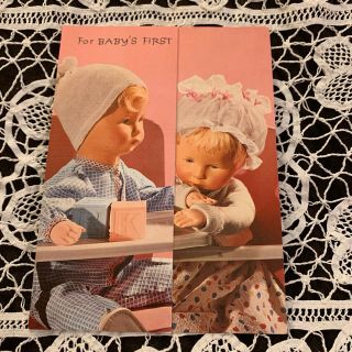 Vintage Greeting Card Valentine Baby Doll High Chair Cute Pink