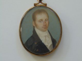 C.  1810 Miniature Portrait Of A Young Gentleman