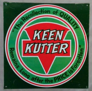 Keen Kutter Tools Advertising Tin Enameled Metal Shop Sign 11 3/4 X 11 3/4 "