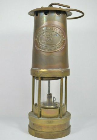 Antique Vtg W R Clanny Brass Cambrian Mines Safety Lamp Lantern