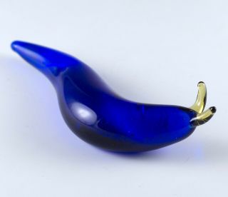 Hand Blown Art Glass Blue Silver Slug Figurine 4 