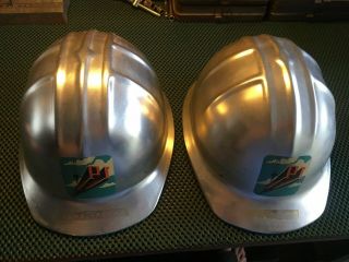 (2) Vintage Aluminum Hard Hats Jackson Products Usa