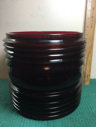 Vintage Large Durkee Marine Products P.  G.  Co.  Ruby Red Nautical Lens 8.  5 " X 7.  5
