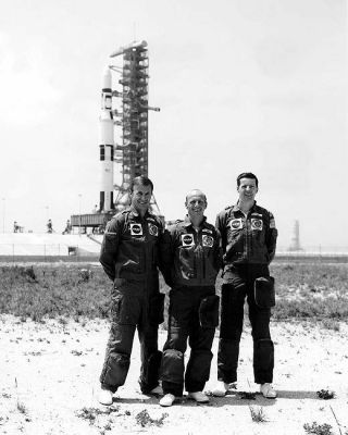 Skylab 2 Prime Crew & Saturn V Rocket 8x10 Silver Halide Photo Print