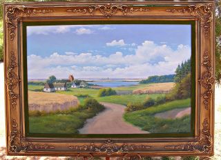 Listed Artist E Birk Aka Einar Bogh Jassen Bucolic Landscape Lg Oil On Canvas