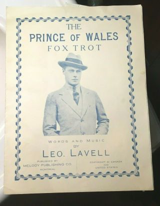 Vintage The Prince Of Wales Fox Trot By Leo Lavell Sheet Music