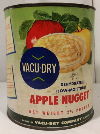 Nos 1950s 2.  5 Lbs.  Dehydrated Vacu - Dry Apple Nugget Can Emeryville Ca