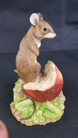 Mouse Eating Peach Porcelain Figurine Border Fine Arts