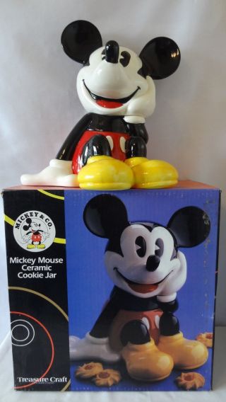 Walt Disney Treasure Craft Mickey Mouse Sitting Down Cookie Jar Mib G414
