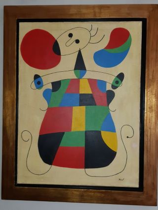 Oil On Canvas By Joan Miro With Frame In