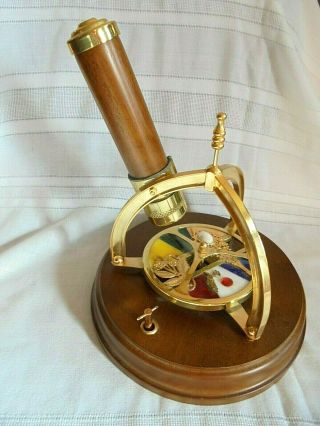 Unusual Vintage Steampunk Style Wood And Brass Mechanical Musical Kaleidoscope