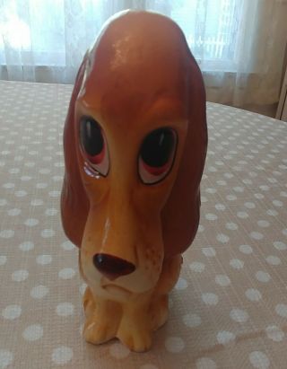 Vintage Ceramic 7 " Basset Hound Sad Eyes Dog Figurine Republic Of China Taiwan