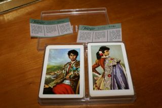 Vintage Fournier 2 - Deck Painting Playing Cards Made Spain Plastic Box