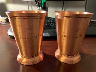 Woodford Reserve Distillery Copper Cup Glasses Pair Bourbon Kentucky Derby