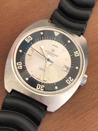 Aquastar Seatime Vintage Dive Watch Swiss 1960s