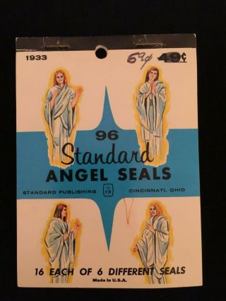 Vintage Gummed Seals Sticker Booklet Angels Easter Christmas Eureka Look