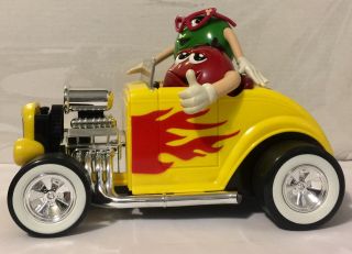 M&ms Red And Green In A Hot Rod Car Candy Dispenser