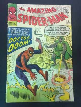 Spider - Man 5 1963 Early Dr Doom Mid - Grade 4.  5 - 5.  5 Vg - F -