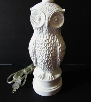 White Ceramic Owl Table Lamp 14 " Tall
