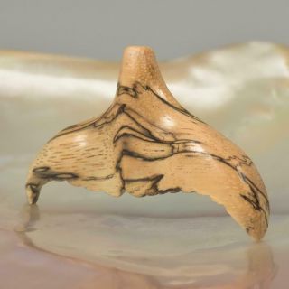 Whale Tail Fin Tamarind Wood Focal Bead For Pendant Carving Sculpture 2.  11 G