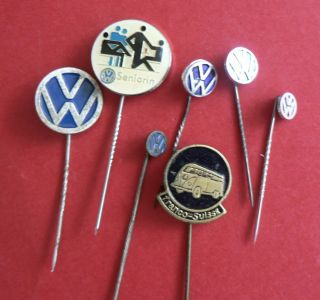7x Old Lapel Pin Badge Vw Volkswagen Most 60s Gtc