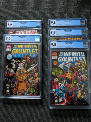 Infinity Gauntlet 1 - 5 Cgc 9.  6/9.  8 Thanos/avengers Endgame - White Pages