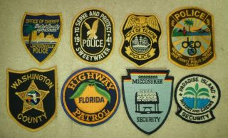 8 Different Florida Police & Sheriff Patches