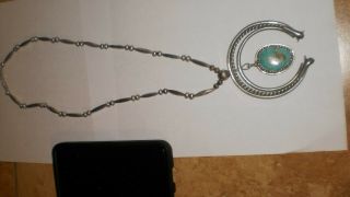 Heavy Vintage NAVAJO Sterling Silver & Turquoise SQUASH BLOSSOM Necklace 3