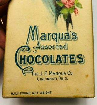Early 1900 ' s Chocolate Candy Box The J.  E.  Marqua Co. ,  Cincinnati,  OH G 3