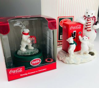 Coca Cola Musical Rotating Polar Bear Ornament Heritage Refreshing Treat 77007