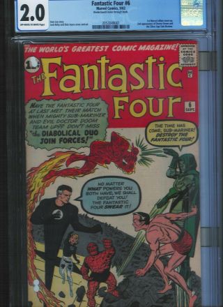Fantastic Four 6 Cgc 2.  0 Off White To White Pages.  Unrestored.