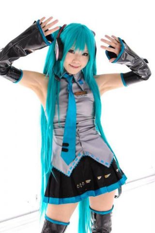 Vocaloid Hatsune Miku Cosplay Wig,  2 Ponytails 120cm Dark Blue Color