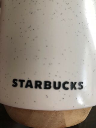 Starbucks White Speckled Handle Mug with Wooden Bottom 16 oz, 2