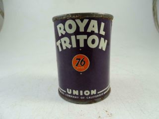 Vintage Tin Advertising Still Bank Royal Triton 76 Union Can Motor Oil Litho Old