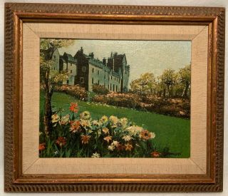C.  1960s Carol Sadowski Framed & Signed Oil On Canvas Painting - Gothic Mansion