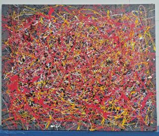 Wonderful 2 Paintings By Jackson Pollock With Frame Drip Painting