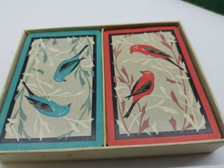 Vintage Finesse Gibson Playing Cards Two Full Decks Box Birds Bridge 3
