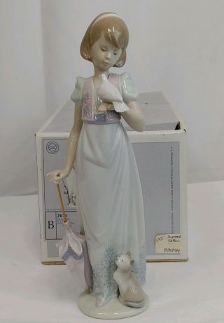 Lladro 7611 Collector Society 1991 Summer Stroll Girl Gloss Figurine Boxed