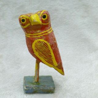 Vintage Miniature Carved Wood Owl Bird Figure Folk Art Erzgebirge Germany?