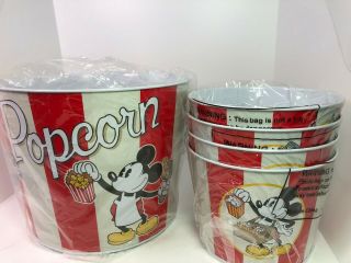 Disney Mickey Mouse And Friends Tin Popcorn Bucket 5 Piece Set